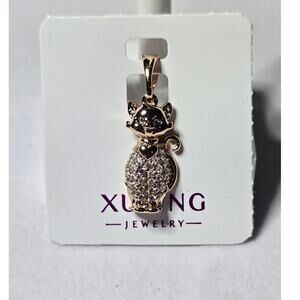 Jeweled Rhinestone Cat Meow Pendant